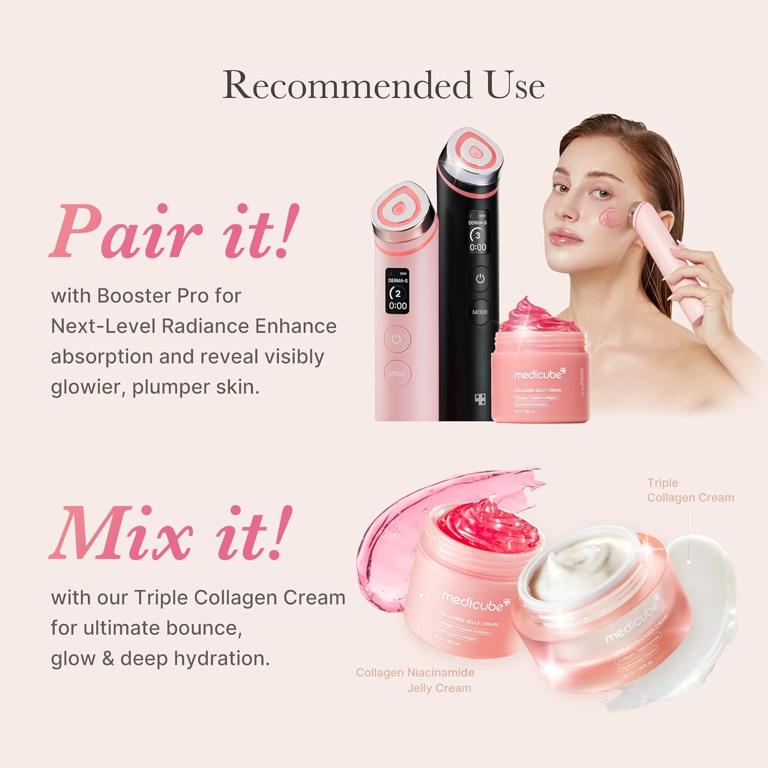 medicube High-Tech Radiance & Firming Duo: Medicube Age-R Ultra Tune 40.68 and Collagen Jelly Cream 110ml