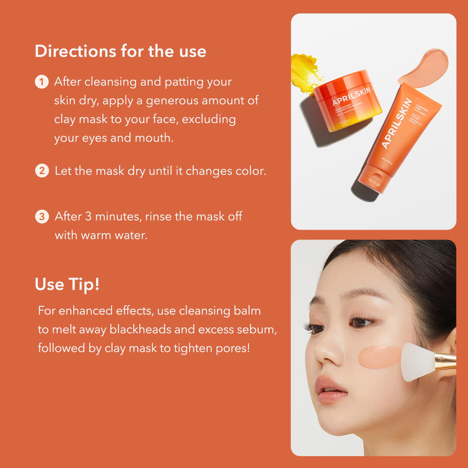 APRILSKIN Pore care & Glow Booster duo: Calendula Flower-Infused Facial Peel Off Mask, Carrotene IPMP 3-Min Quick Dry Pore Caring Clay Mask & Face Mask Applicator Jelly Brush